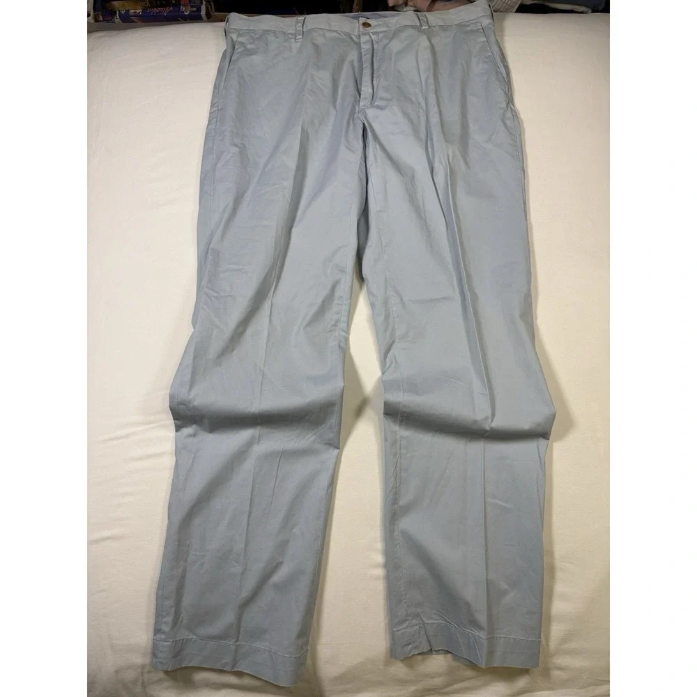 Polo Ralph Lauren Mens 36x34 Light Blue Pima Cotton Chino Flat Front Pants